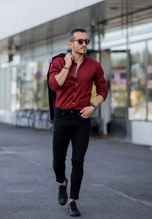 Black Pant With Maroon Shirt